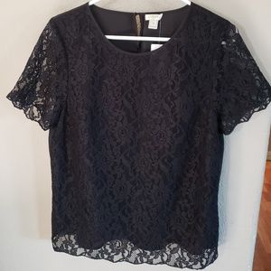J. Crew Black Lace Blouse